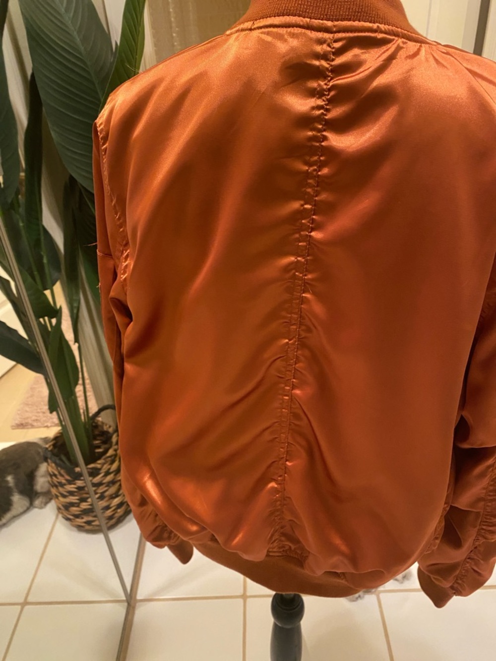 Cotton Candy Satin Bomber Jacket in Burnt Orange - Picture 4 of 7